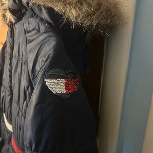 Tommy Hilfiger Navy Puffer Jacket with Heart Patch